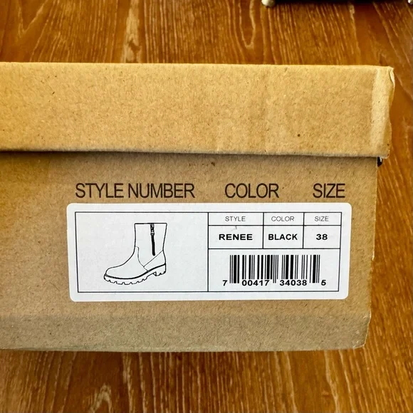 NWT black soft faux leather Renee combat boots 8M - Picture 12 of 14